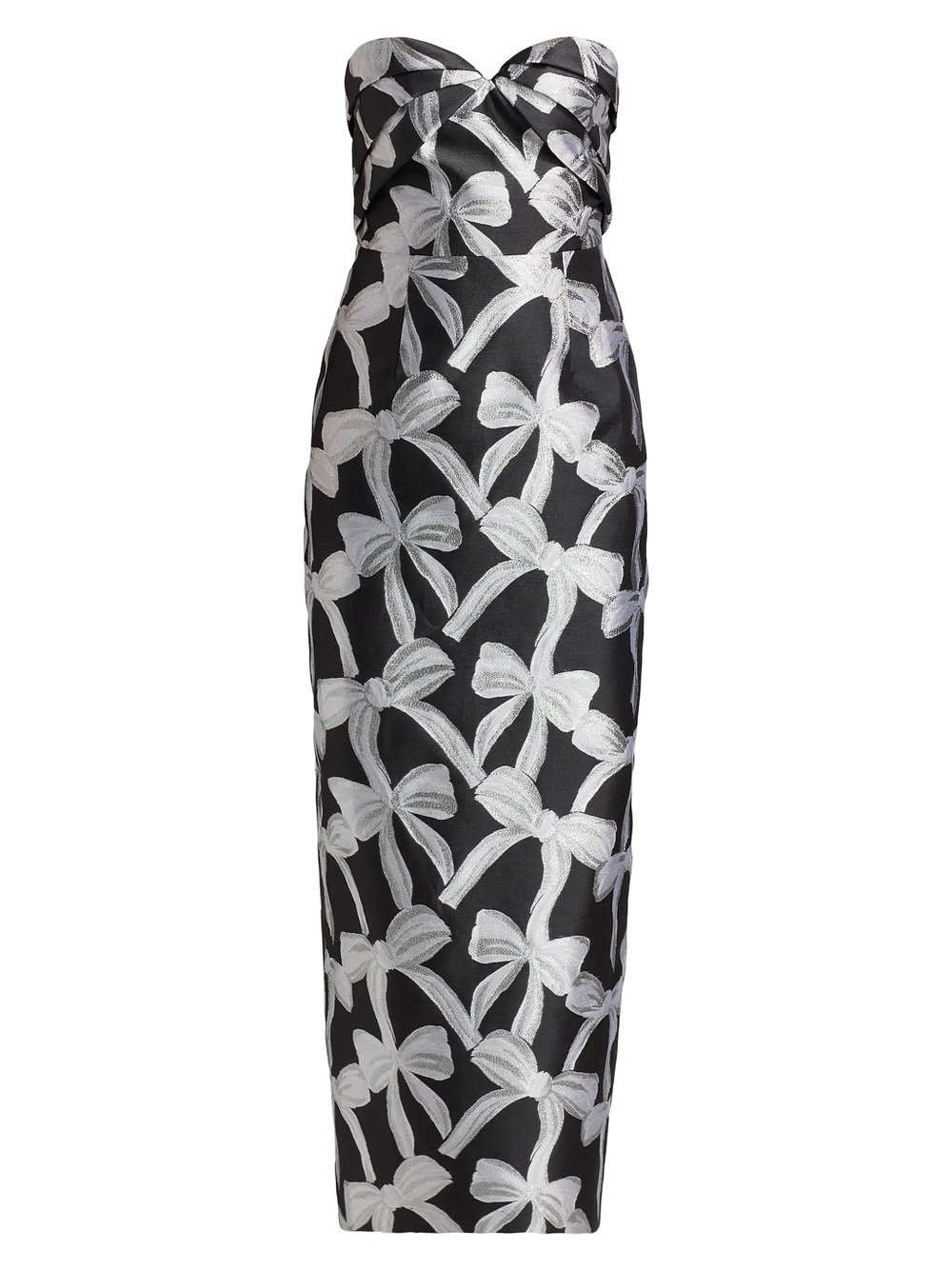 Milly Metallic Ribbon Jacquard Strapless Gown